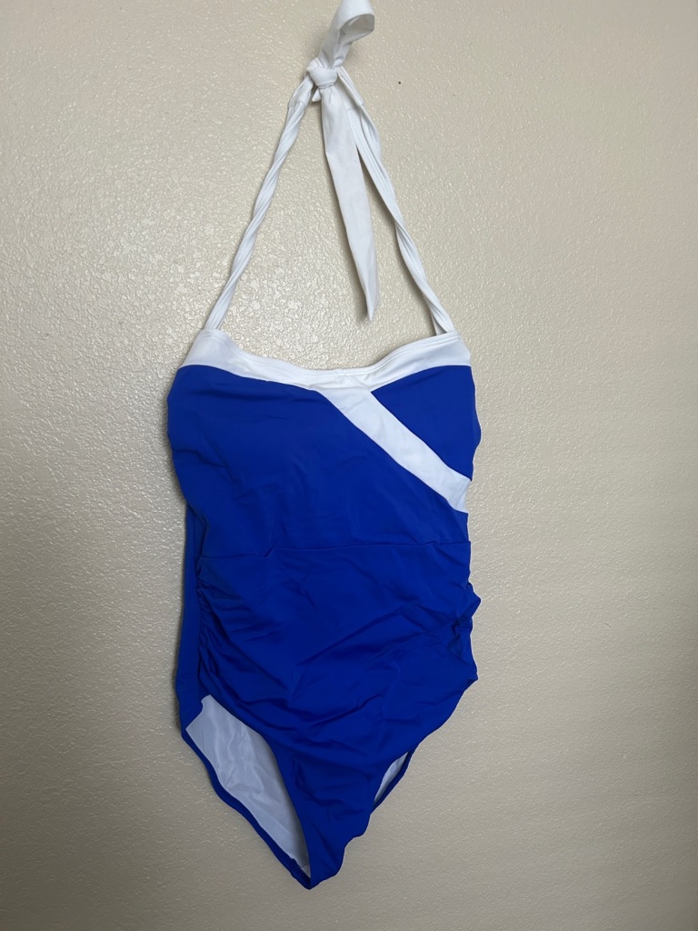 VENUS Royal Blue and White Halter One-Piece Swimsuit